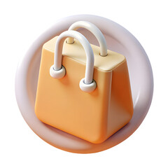 Poster - Photo of a cute orange handbag icon, isolated on transparent background