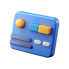 Poster - Photo of a 3d render of a blue credit card isolated on transparent background