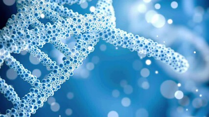 Poster - DNA strand intertwines with digital data processing on a blue background showcasing biotechnological advancements, dna strand over data processing on blue background