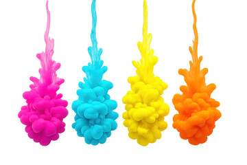 Fototapete - Colorful ink droplets blending, swirling softly in liquid with transparent overlay