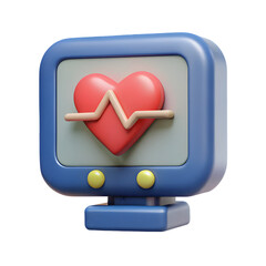 Poster - Photo of a 3d illustration of a heart rate monitor showing a healthy heart, isolated on transparent background