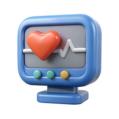 Poster - Photo of a 3d model of a heart rate monitor displaying a healthy heart rhythm, isolated on transparent background