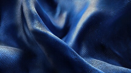 Poster - Blue Perforated Material Flows Smoothly with Abstract Design Theme.
