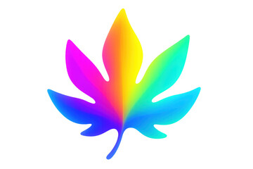 Aufkleber - Colorful leaf with rainbow gradient colors on transparent background, ideal for nature and ecology projects