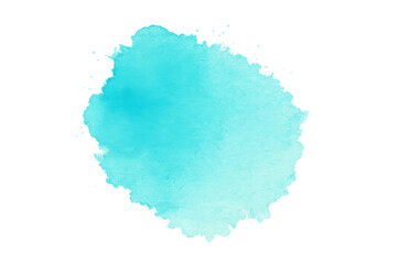 Poster - Abstract light blue watercolor stain isolated on transparent background, ideal for adding a touch of color to designs