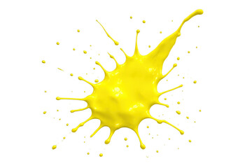 Fototapete - Yellow paint splattering, generating energetic droplets, spreading vibrant color against transparent surface