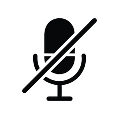 Poster - Microphone vector icon illustration, a modern business concept design symbol a minimalist flat design icon of a microphone audio sound muted silhouette vector illustration line art on white background