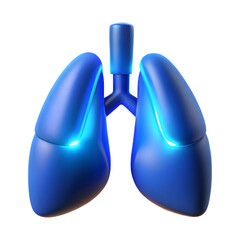 Poster - Photo of a 3d illustration of glowing blue lungs isolated on transparent background