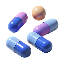 Poster - Photo of blue and purple pills isolated on transparent background
