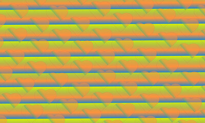 Fototapete - Gradient heart pattern with horizontal stripes and shadows