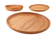© Farida - Three round wooden plates on a black background with a close-up showing texture and grain pattern