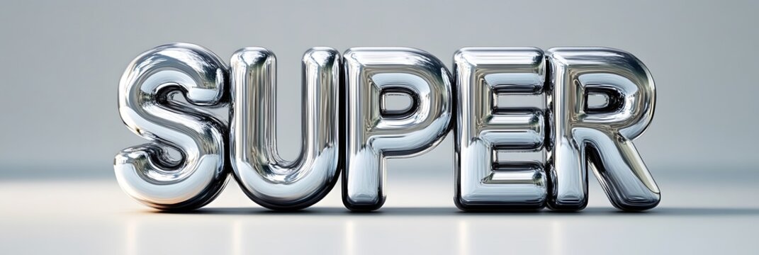 Text on the background. Popular 3d word SUPER. Image for designers. AI generated.