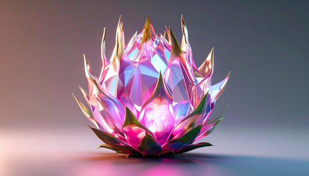 Pink And Purple Glowing Glass Fruit 3D Render