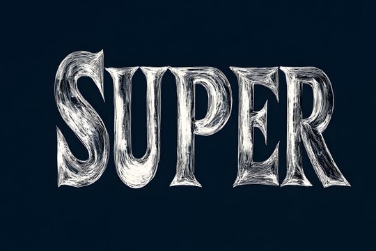 Text on the background. Popular 3d word SUPER. Image for designers. AI generated.