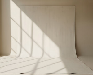 Poster - Sunlight streams across a white studio backdrop
