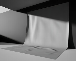 Poster - Light and shadow create an abstract scene on a white backdrop