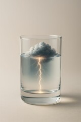 Aufkleber - glass of water with lightning bolt inside it.