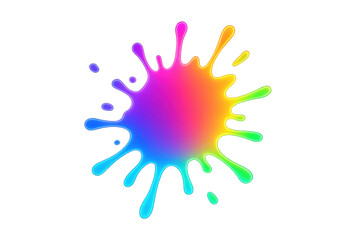 Leinwandbilder - Rainbow paint splattering across transparent surface, forming vivid multicolored artistic pattern