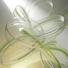 Poster - Abstract green ribbons create a swirling, modern design