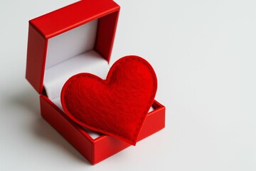 Poster - Red heart-shaped box containing two red hearts.
