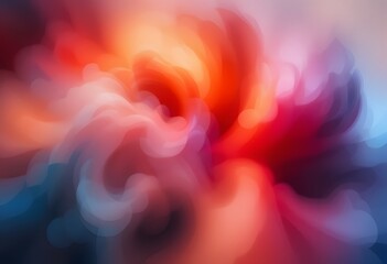 Poster - Abstract Color Fusion, A Dreamy Blend Of Red, Orange, And Blue Hues Creating Warmth And Movement. Soft, Swirling Colors Offer Depth. An Artistic Background.