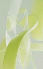 Poster - Abstract green and yellow curved shapes on a light background