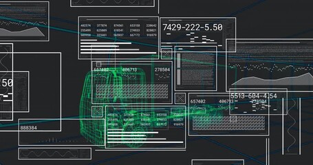 Poster - After grid appearing, green wireframe truck projecting numeric panels scanning performance metrics