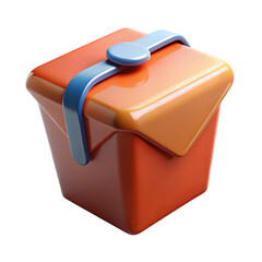 Aufkleber - An orange plastic basket with a blue handle is isolated on transparent background