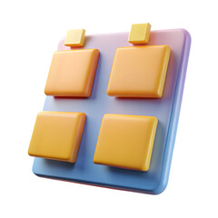 Poster - A 3d rendered calendar with yellow blocks isolated on transparent background
