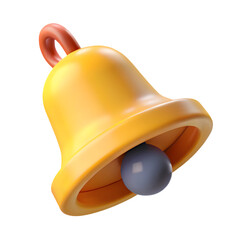 Poster - A shiny yellow bell with a gray clapper is isolated on transparent background