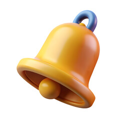 Poster - A vibrant yellow bell with a blue handle is isolated on transparent background