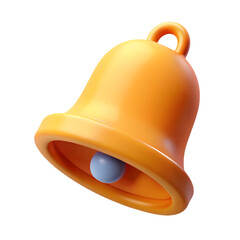 Poster - A shiny yellow bell with a blue clapper is isolated on transparent background