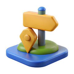 Poster - A colorful 3d signpost with a map pin and arrow isolated on transparent background