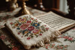 © barmaleeva - Vintage sheet music with floral embroidery on fabric