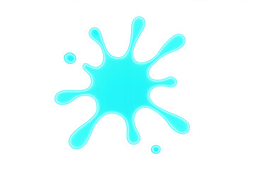 Poster - Cyan liquid bursting dynamically, generating scattered droplets with crystalline transparency, embodying pure, energetic motion