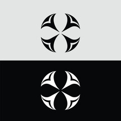 Poster - Abstract black and white floral logo design creates a modern and decorative pattern