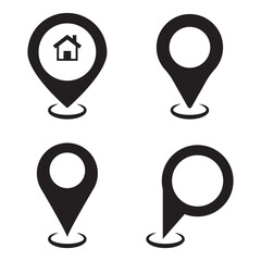 Poster - Location pin icon vector icon set black filled and outlined style.