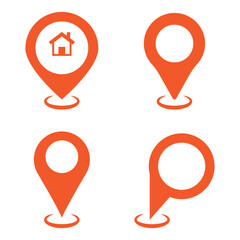 Poster - Location pin icon vector icon set black filled and outlined style.