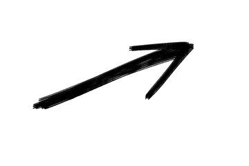 Poster - A black brush stroke arrow points diagonally upward to the right, isolated on transparent background