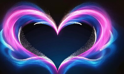 Poster - Abstract heart shape with vibrant neon colors
