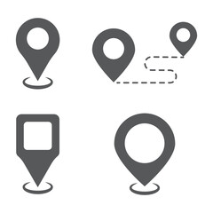 Poster - Location pin icon set. Map navigation line style symbol. Gps location sign