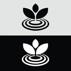 Poster - Abstract geometric logo design isolated on white background depicts stylized leaves and water ripples