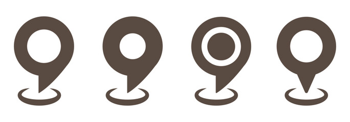 Poster - location icon set map pointer pin sign symbol red black outline destination icon place address navigation locator sign vector illustration