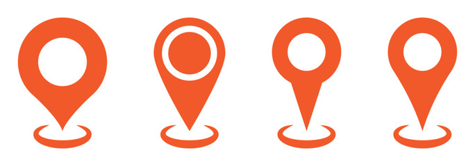 Poster - location icon set map pointer pin sign symbol red black outline destination icon place address navigation locator sign vector illustration