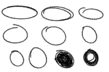 Poster - Various handdrawn black circles and ovals isolated on transparent background