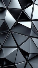 Leinwandbilder - Abstract geometric composition with repeating triangular shapes in gradient gray tones create a sense of depth and modern aesthetic. The interplay of light and shadow add dimension.