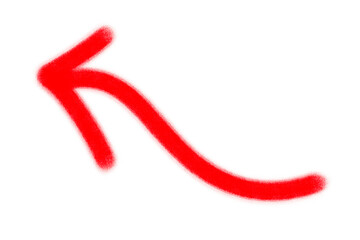 Poster - A red curved arrow pointing left is isolated on transparent background