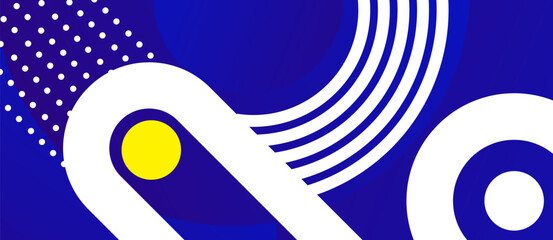 Aufkleber - Blue white yellow background with geometric shape abstract composition. Vector illustration design