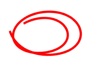 Poster - A red oval shape is drawn with a marker isolated on transparent background