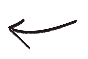 Poster - A black brush stroke arrow points to the left isolated on transparent background